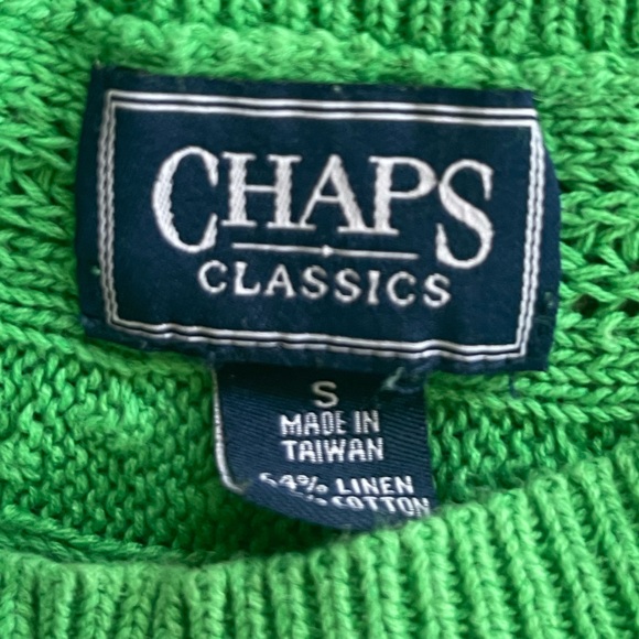 CHAPS Ralph Lauren Kelly Green Boatneck Cable Knit Sweater 3/4 Sleeve MEDIUM - Picture 6 of 9